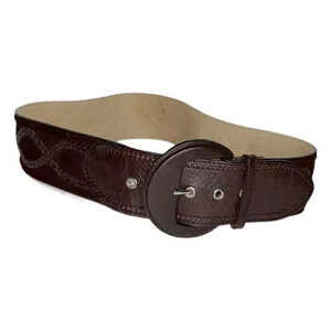 Another Line M brown leather 2.5”‎ thick belt